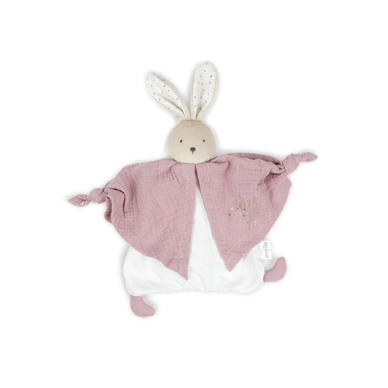  petits pas baby comforter rabbit pink coton bio 25 cm 
